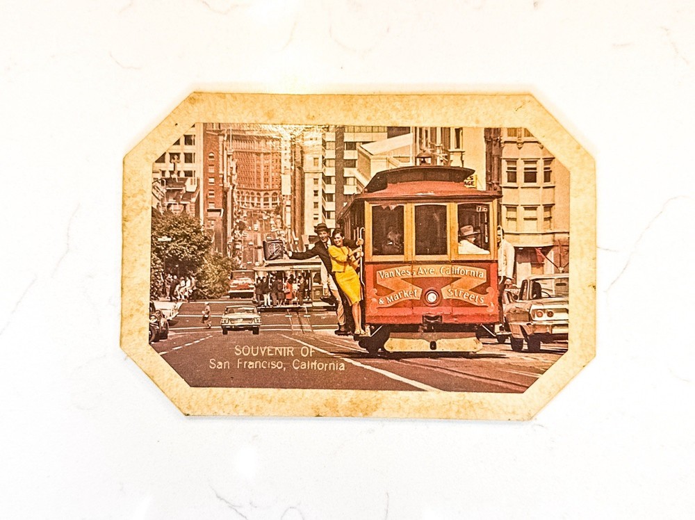 Vintage San Francisco Cable Car Postcard Display Van Ness & Market Streets