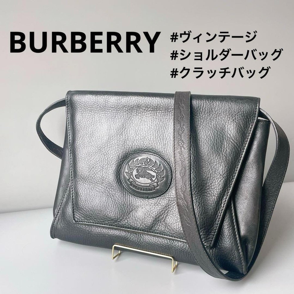 Burberry Shoulder Bag Nova Check Leather Black Authentic F1114686