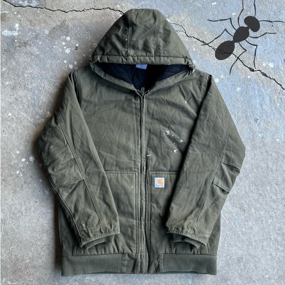 Vintage Y2K green Carhartt hooded work jacket for women