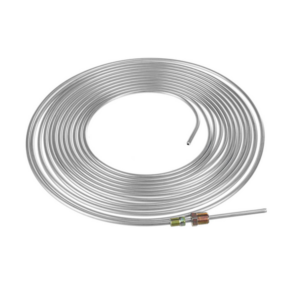25ft Car Brake Line Tubing Kit Hose Coil Roll Zinc Plated Steel W/Nuts Fitting