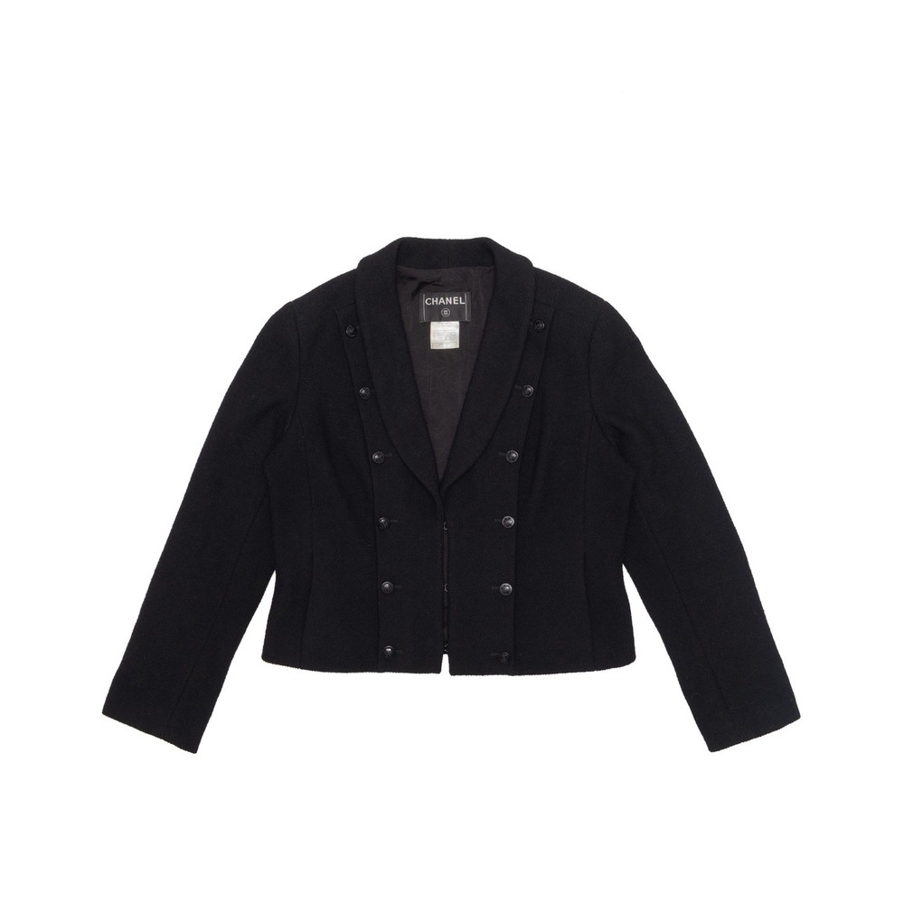CHANEL 03C Vintage Cropped Bouclé Camélia Double Breasted Wool Jacket FR 44