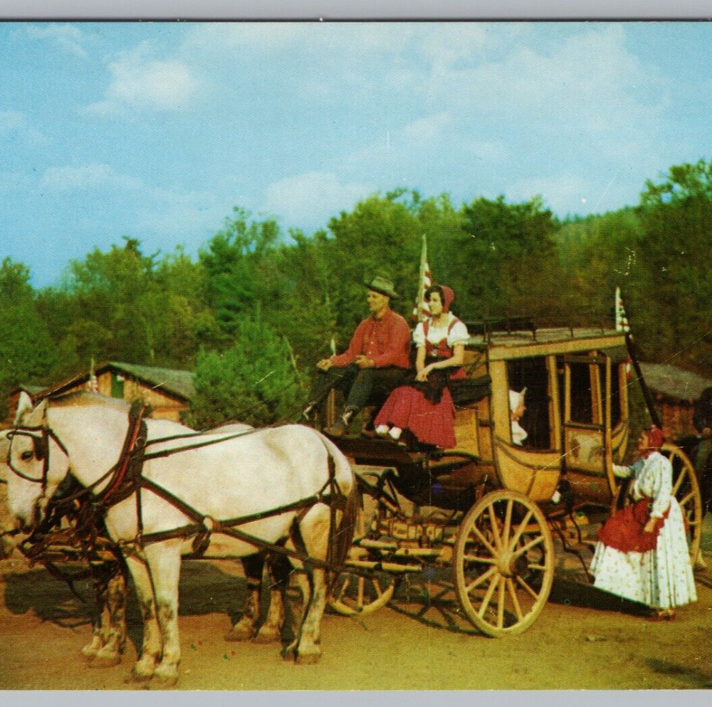 1971 Frontier Town, Concord Stage Coach, Essex County Schroon NY Postcard Posted