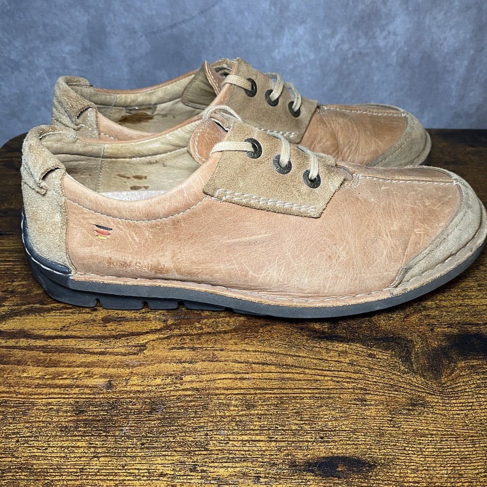 Josef Seibel Warm Brown European Leather Sneakers Lace Up Comfort Size 42 US 9