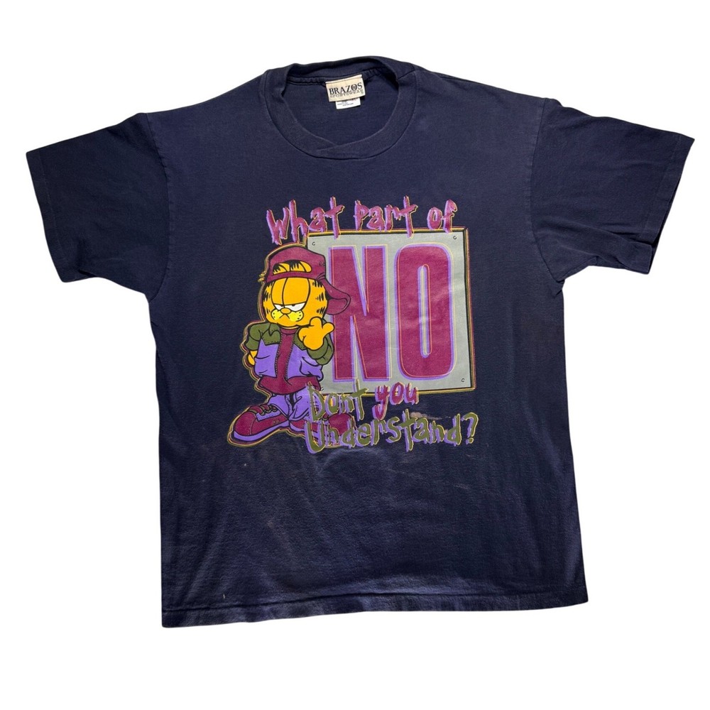 Vintage 90s Garfield Single Stitch USA Made T Shirt Adult XL Bleached