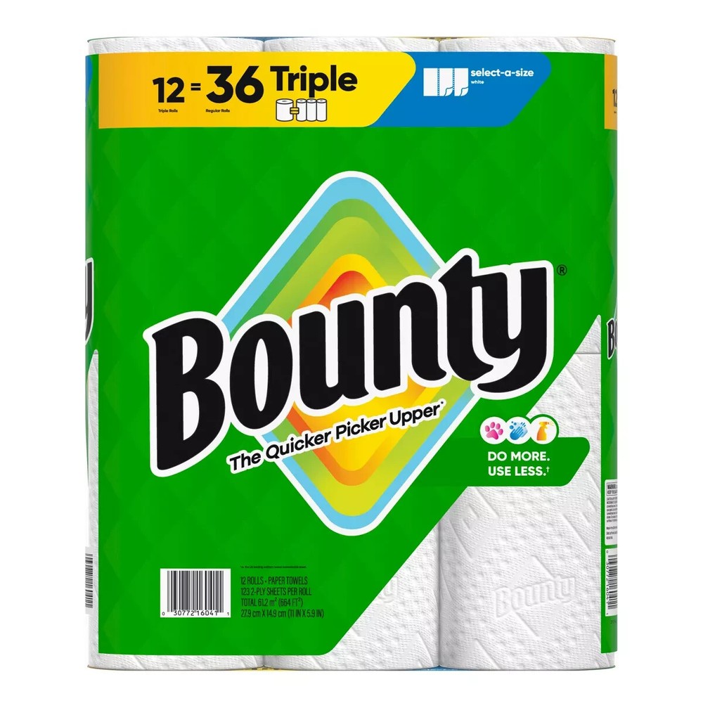Bounty Select-A-Size White Paper Towels 12 Triple Rolls