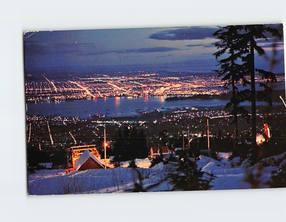 Postcard Night View from Grouse Mountain Vancouver British Columbia Canada