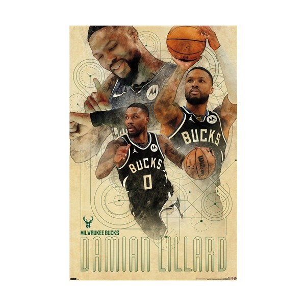NBA Milwaukee Bucks - Damian Lillard Poster, Wall Decor