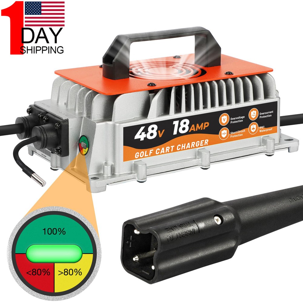 48V 18A Golf Cart Trickle Charger for Yamaha G29 with Lead-Acid Battery and IP67 Aluminum Case  -image