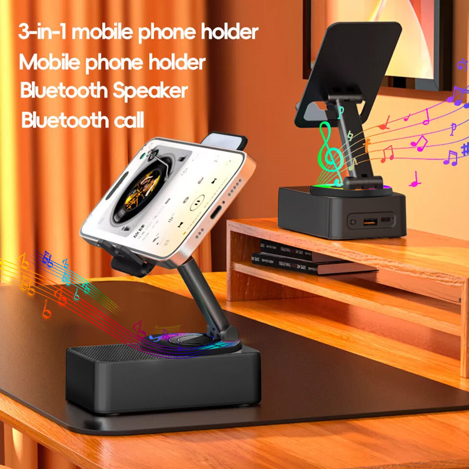 Power Bank Bracket 3 in 1 Bluetooth Audio Phone Holder HiFi Speaker Mount Tablet