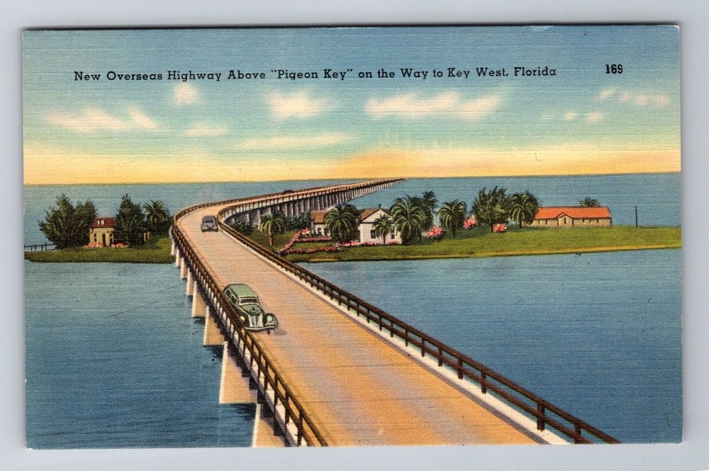 Pigeon Key FL-Florida, Overseas Highway, Gulf of Mexico, Vintage Postcard