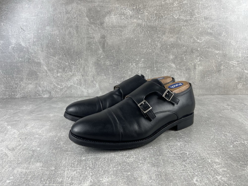 Vintage Berwick 1707 Double Monk Strap Leather Dress Shoes Black Size 9.5 UK