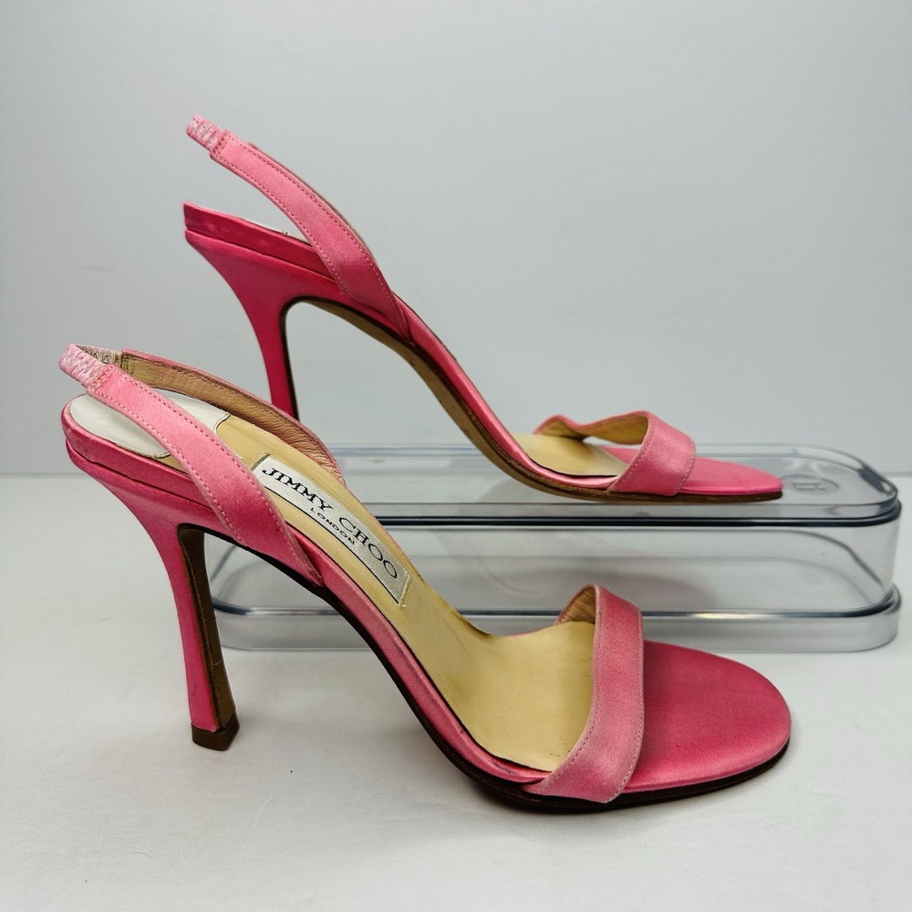 Jimmy Choo Slingback Heels Womens Size 35 EU Pink Made In Italy High Heels Shoes