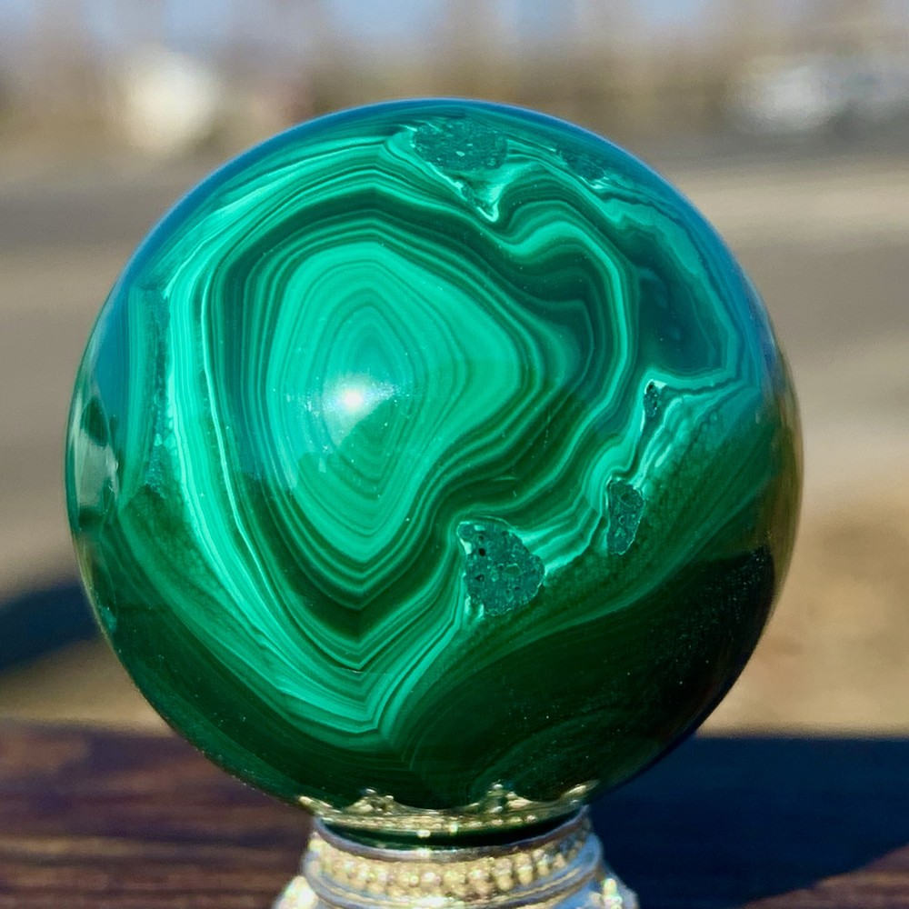 53G Natural glossy Malachite ball transparent cluster rough mineral sample