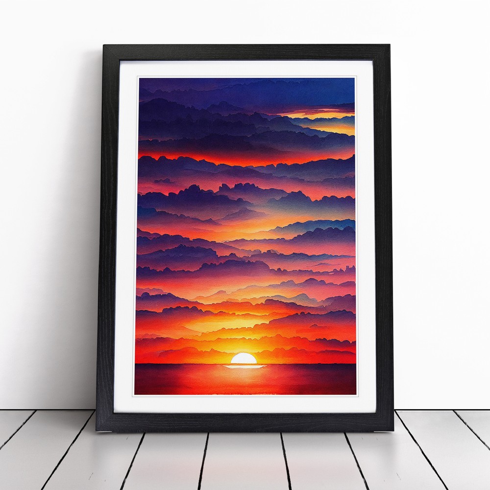 An Awesome Ocean Sunset Wall Art Print Framed Canvas Picture Poster Decor