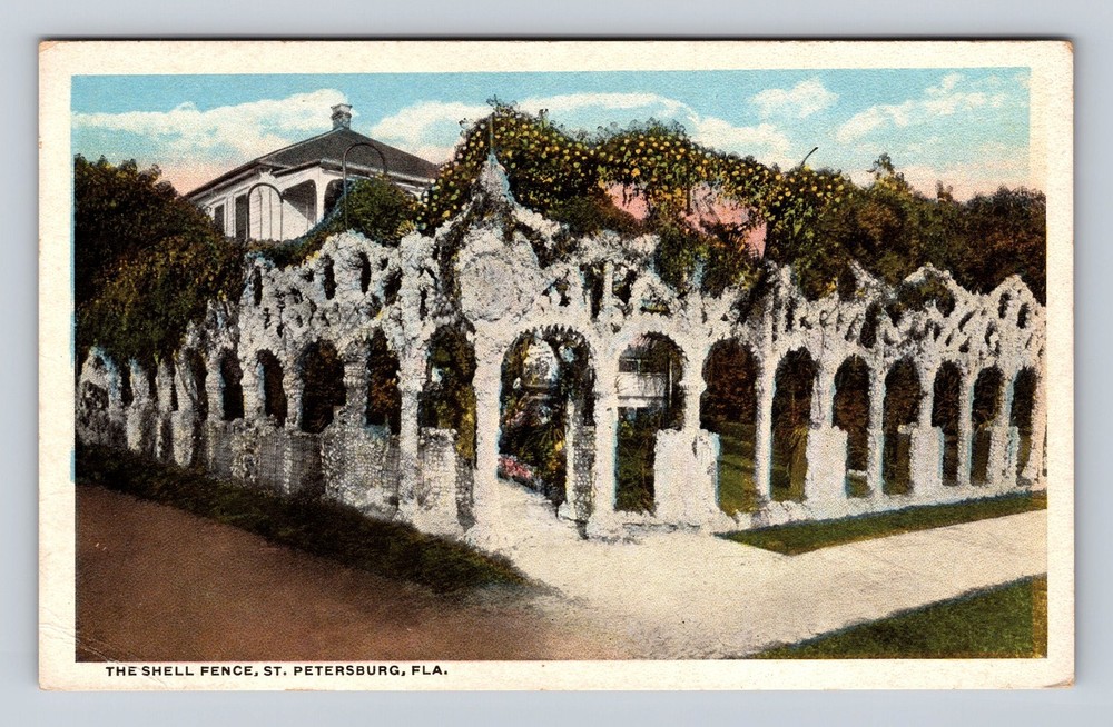 St Petersburg FL-Florida The Shell Fence Vintage Postcard