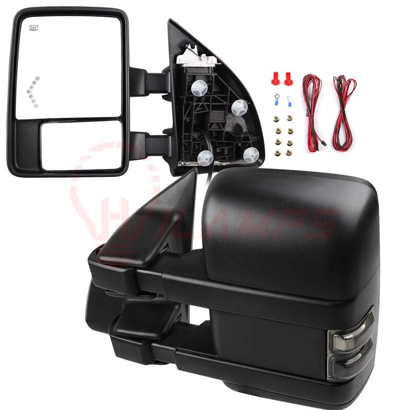 For 1999-2007 Ford F250 F350 F450 F550 Black Power Heated Tow Mirrors