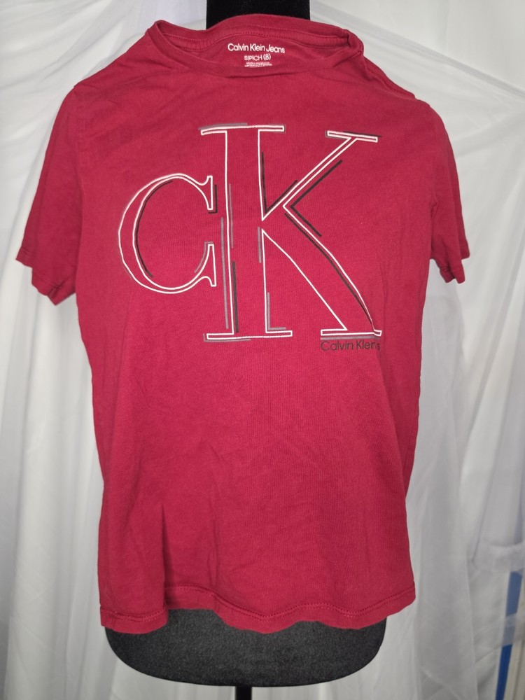 Calvin Klein Boys' Little Short Sleeve Fashion Logo Crew Neck T-Shirt (8)