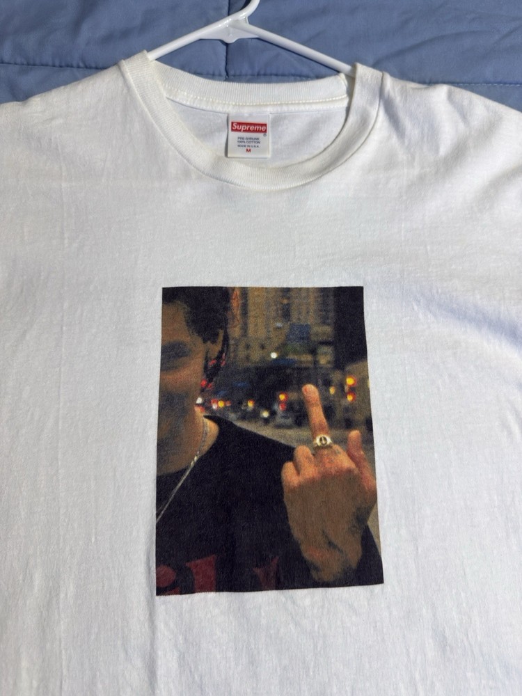Supreme Men’s White Blessed Graphic Logo Crew Neck Short Sleeve T-Shirt Size M