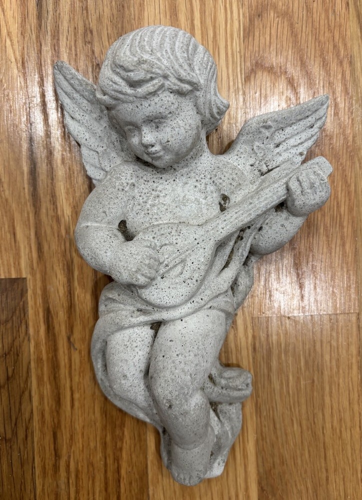 Cement Garden Angel Cherub Statue Wall Decor Hanging Ornament