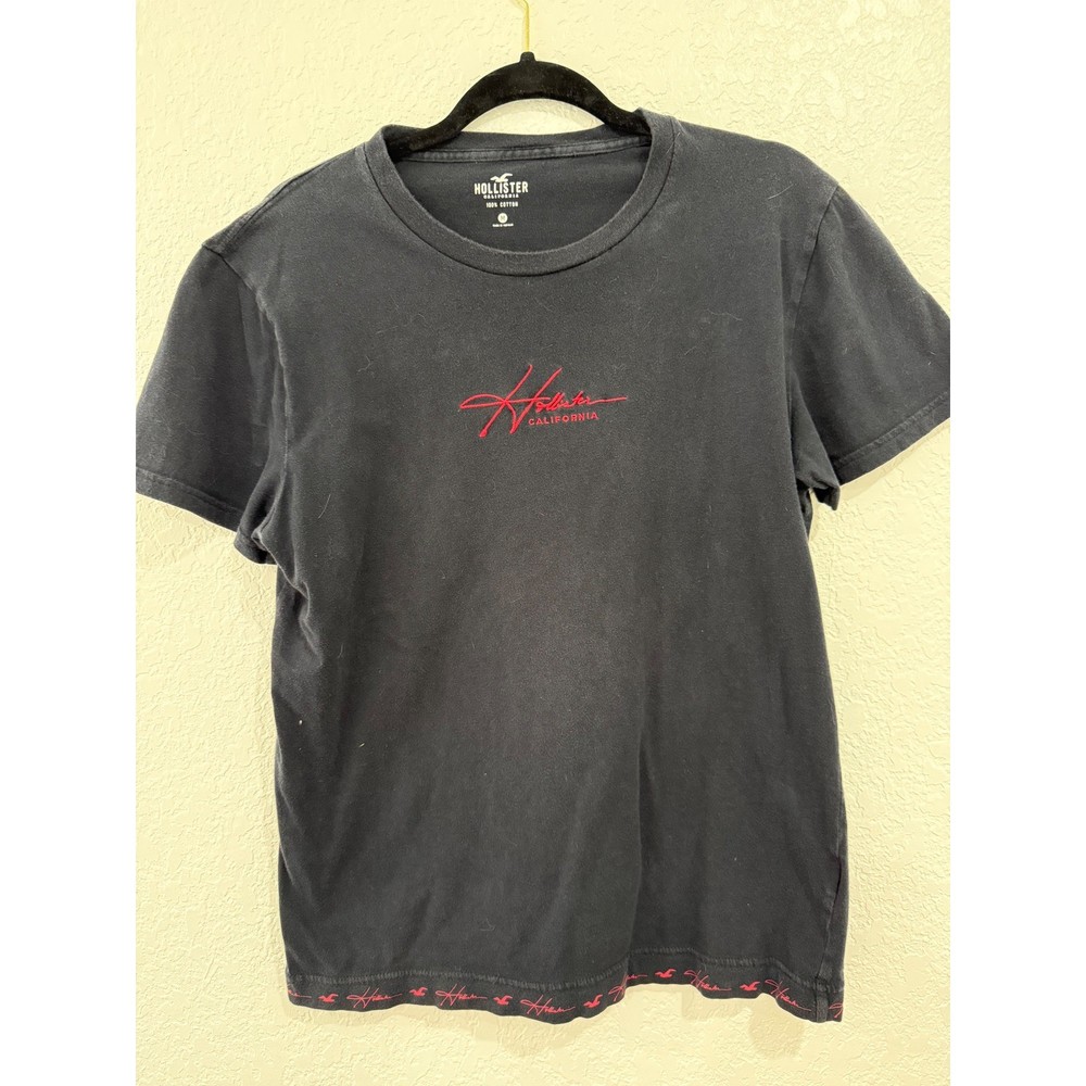 Hollister California T Shirt kids Large Navy Blue Red Logo Short Sleeve Casual T