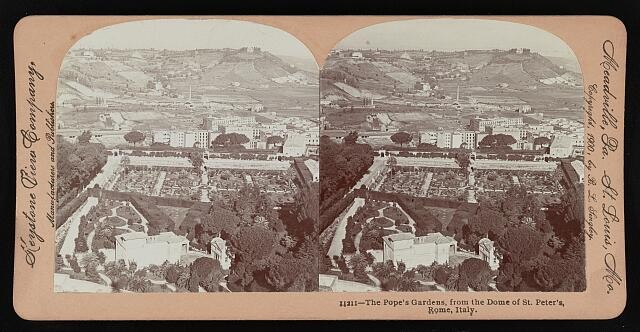 Photo:The Pope's gardens from the dome of St. Peter's, Rome, Italy