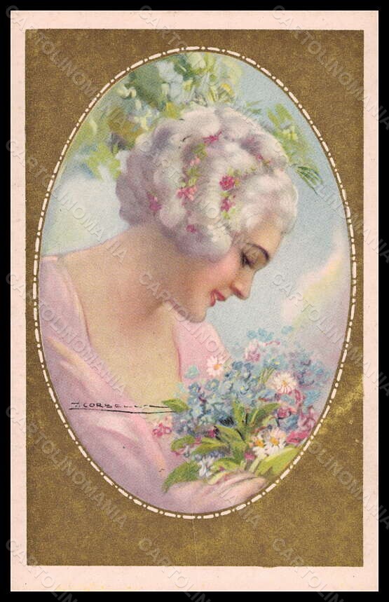 Artist Signed Illustratori T. Corbella Lady Flowers Degami 2287 postcard VK5889