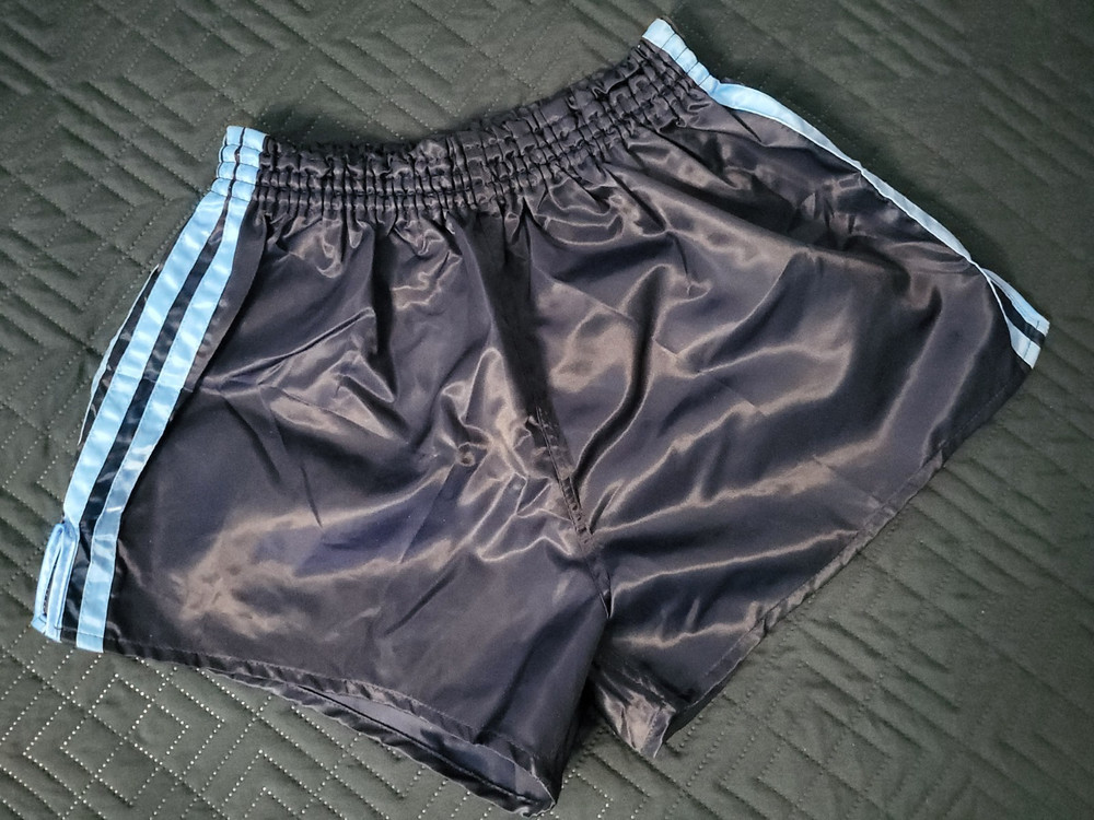 Adidas Vintage Nylon Satin 3 Stripes Soccer Sprinter Shorts Blue Size D5 S Small