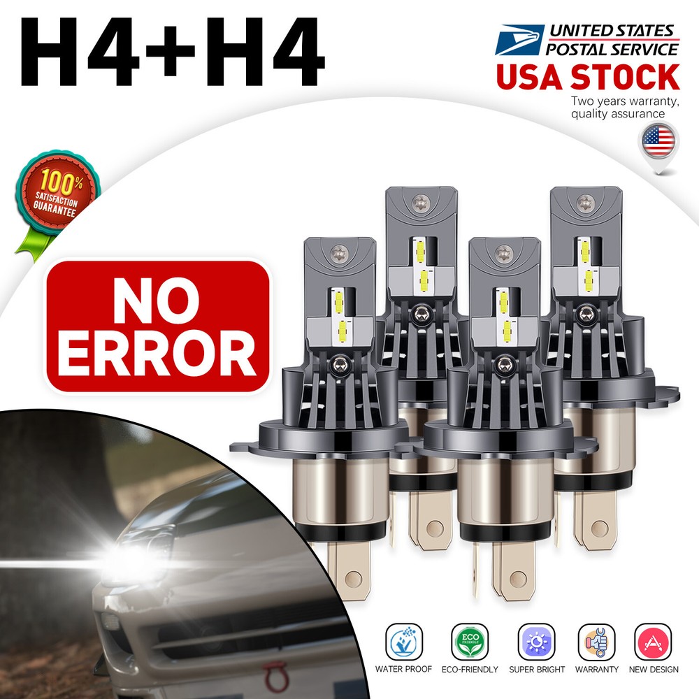 6000K Headlight CANbus H4+H4 Combo Hi/Lo Beam Cold White DRL Bulbs Super Bright