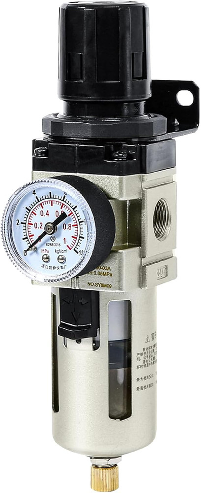 Compressed Air Filter Regulator Piggyback Combo 3/8''NPT- Poly Bowl with Metal G