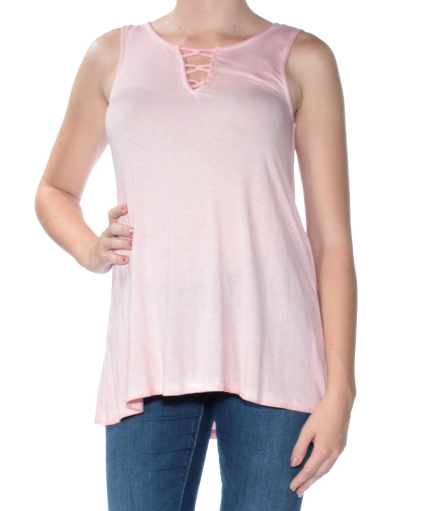 Lt1089 One HART Juniors' Lace-up Tank Sleeveless Top Rayon Blend Size M