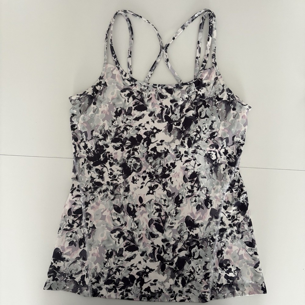 Gaiam Women’s Shine Stretchy Active Floral Tank Top Strappy Back Built In Bra S