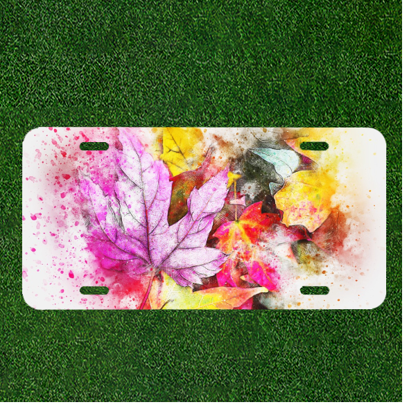 Custom Personalized License Plate Auto Tag With Stunning Colorful Leaves Design