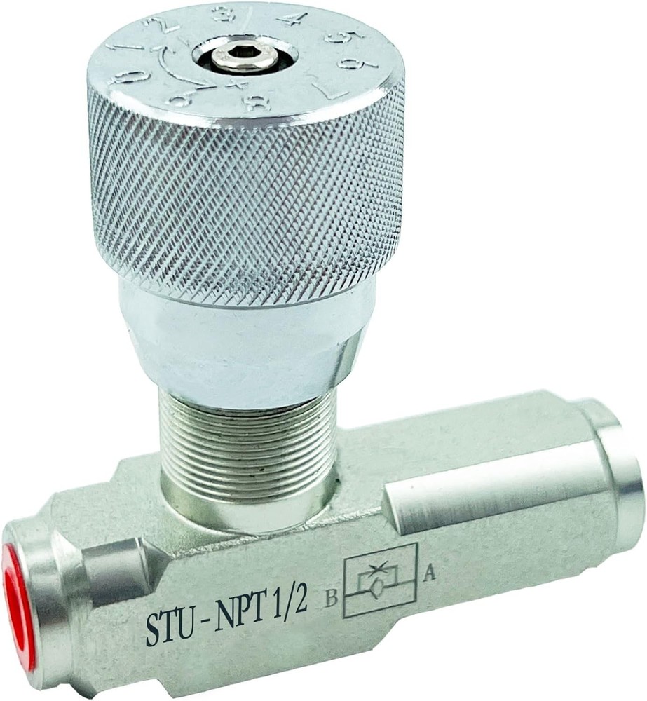 1/2 Inch NPT Hydraulic Flow Control Needle Valve Silver Throttle Check