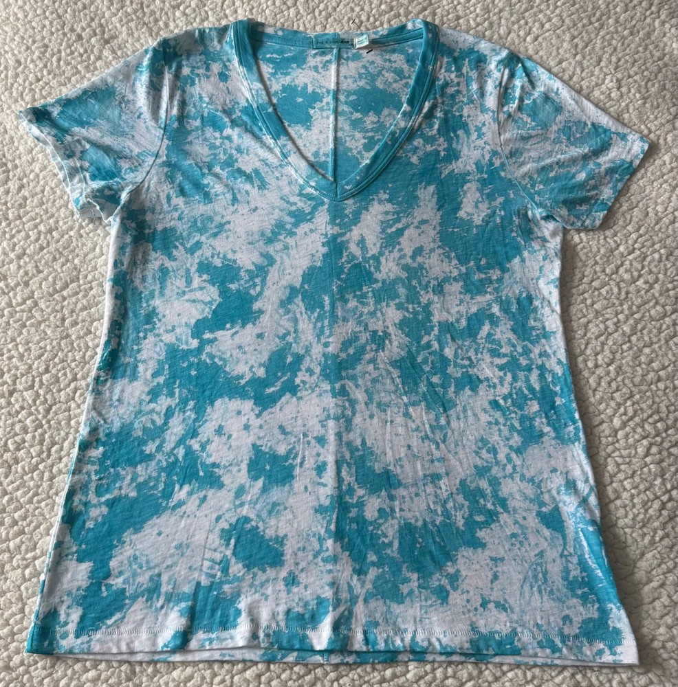 RAG & BONE Basic Jersey T-Shirt Light Blue V Neck 100% Organic Pima Cotton Sz L