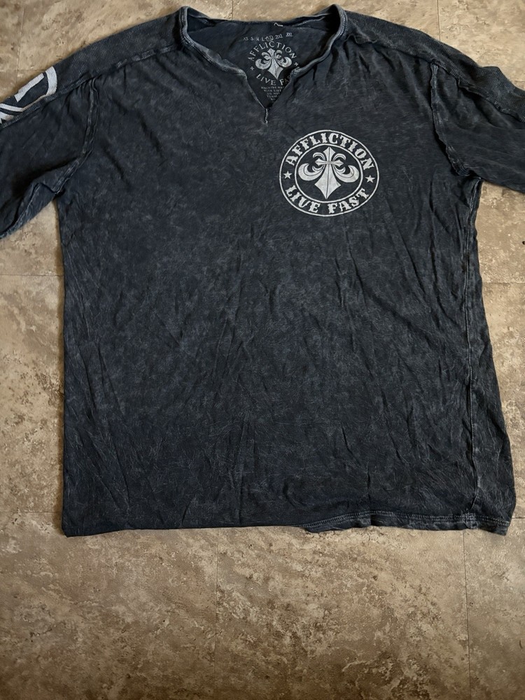 Affliction Men’s Live Fast Logo Graphic Long Sleeve T-Shirt Black 2XL