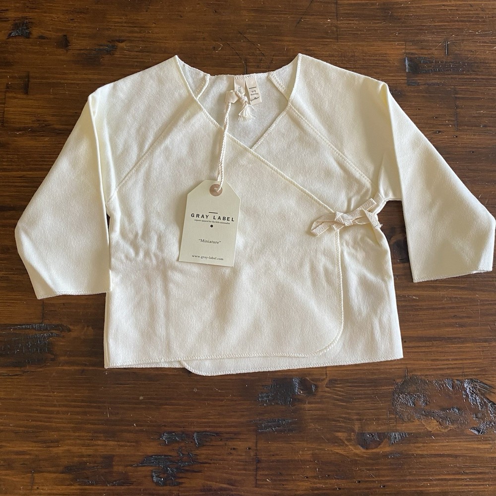 NWT Gray Label Crossover Top Tie Enclosure In Cream Baby Cardigan Sz 6-9 Months