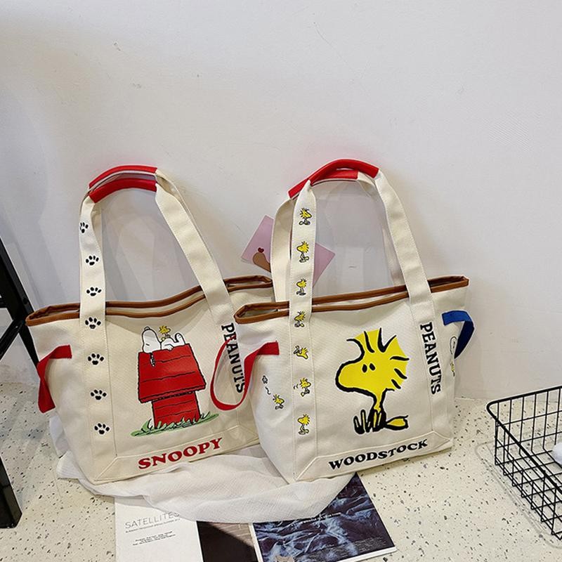 Cartoon Large Capacity Canvas Bag Student Handbag Shoulder Bag Cute Print Tote B