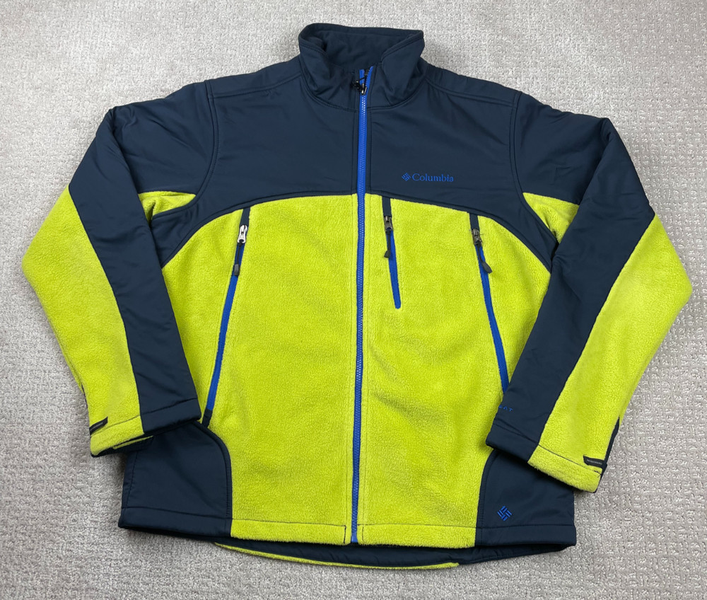 Columbia Jacket Mens L Elite Interchange Omni-Heat Yellow Hybrid Fleece Full Zip