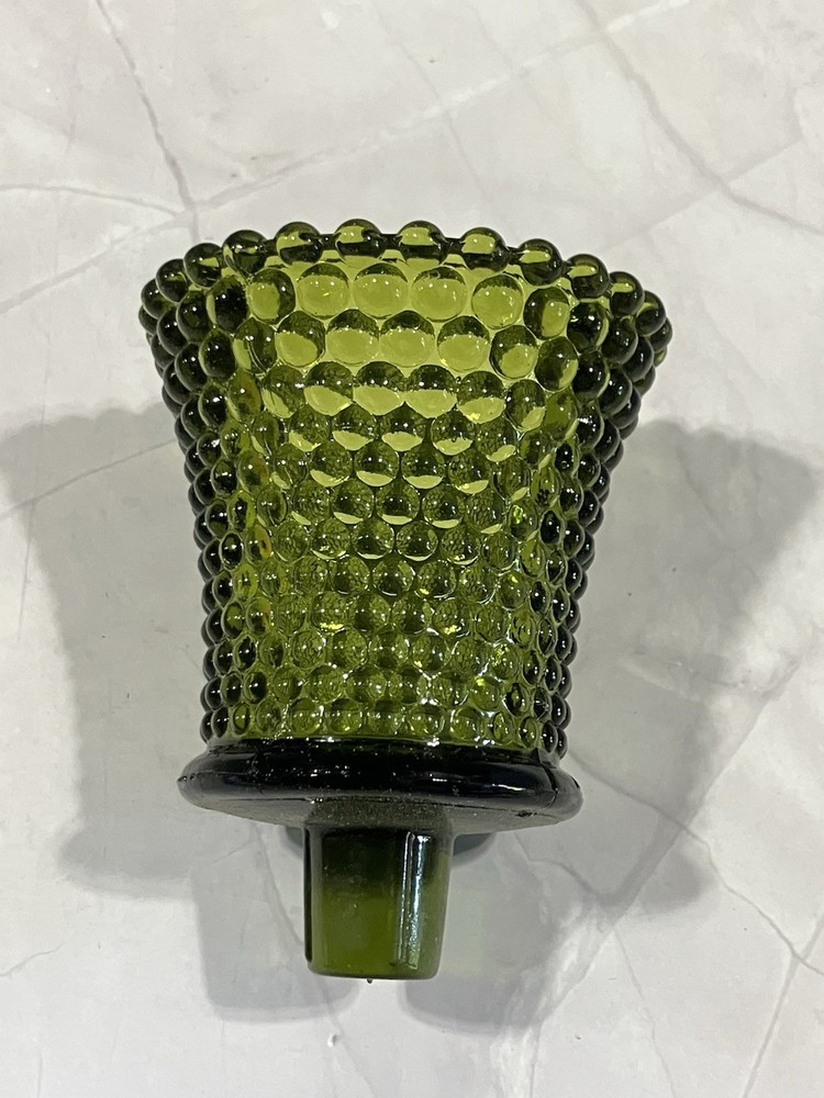 Homco Avocado Green Hobnail Votive Cup 3 1/2”x 2 7/8”
