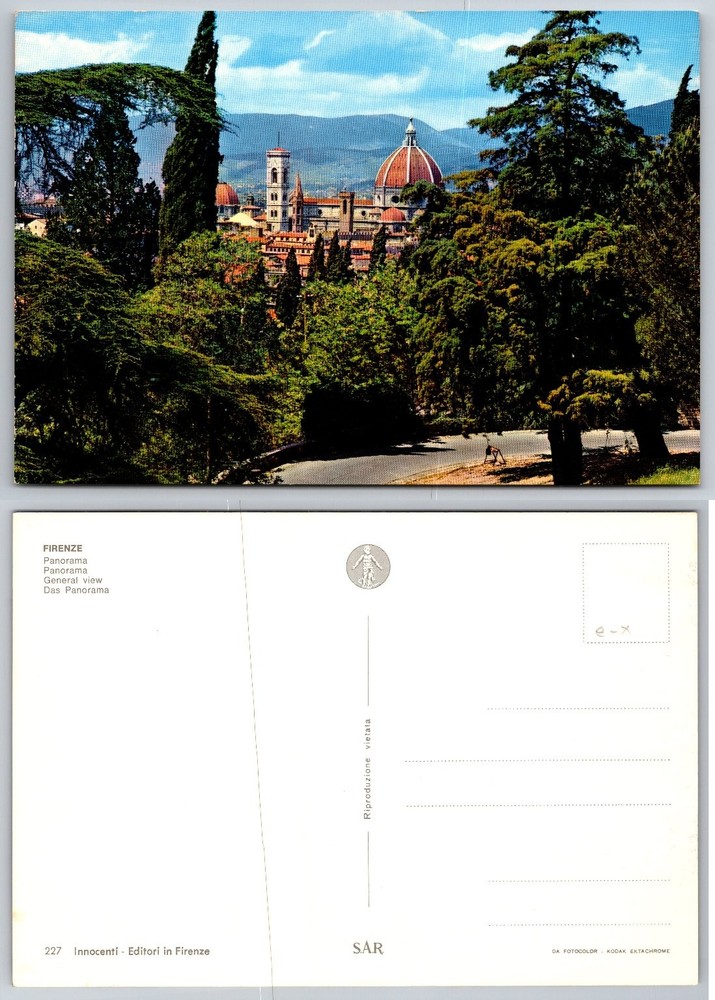 Florence Italy Panorama Postcard Duomo Cathedral Giotto's Bell Tower Vintage