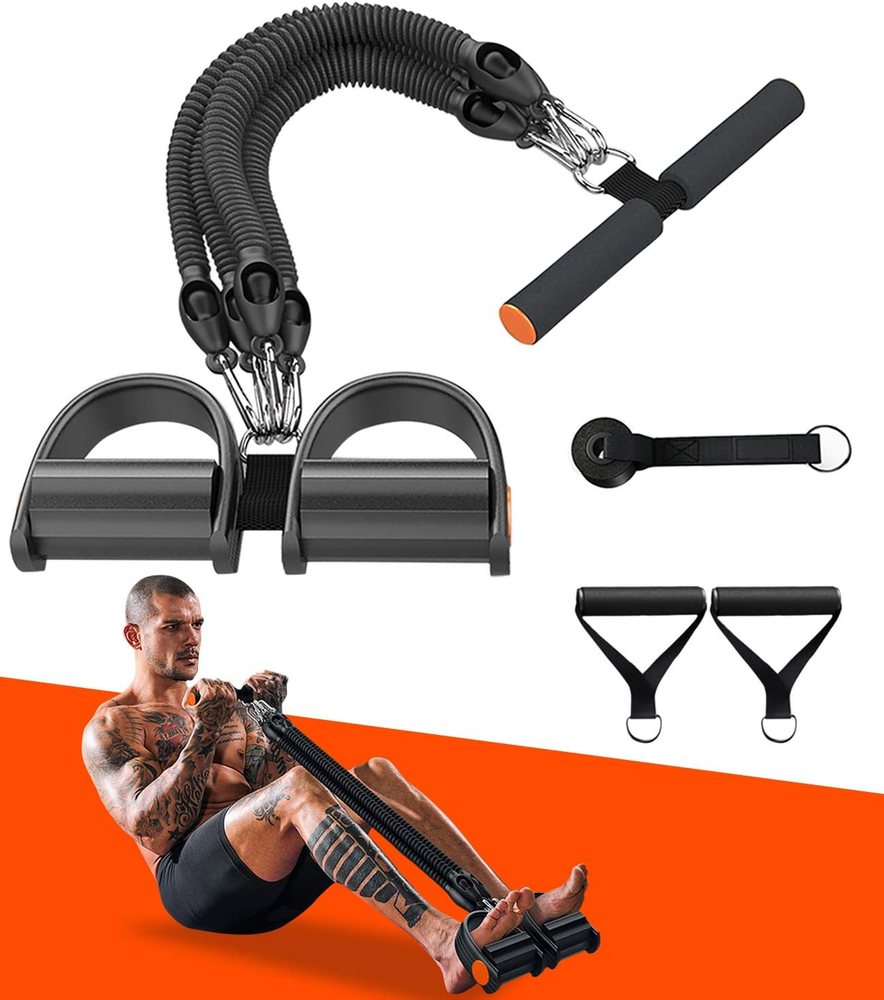 Pedal Resistance Band,Exercise Bands with Handles, Elastic Sit up Pull Rope for