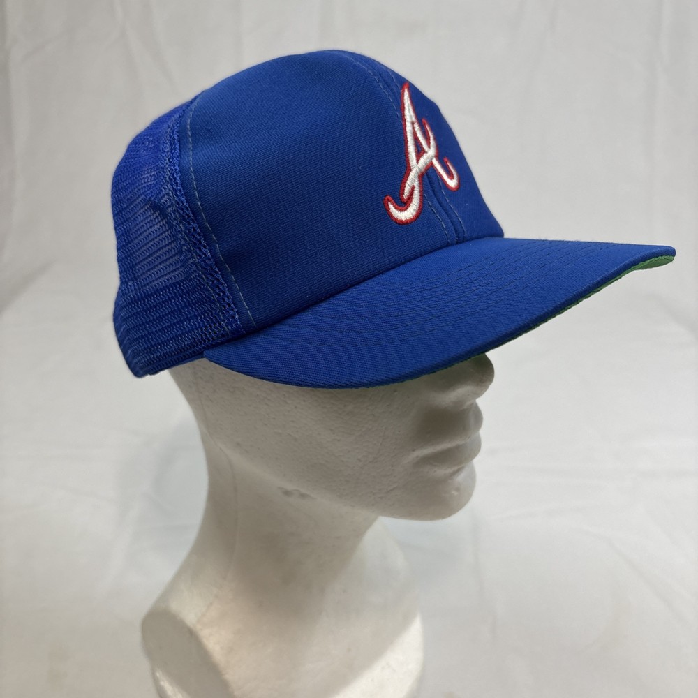 Vintage Atlanta Braves Hat Snapback Trucker Cap Mens Blue 80s MLB Baseball Youth