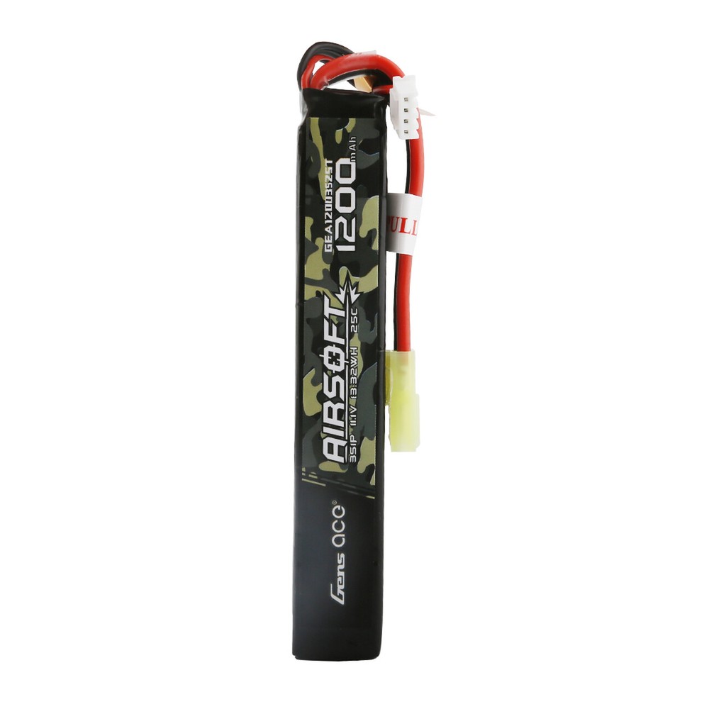 Gens Ace 11.1v 3s 25c 1200mAh Airsoft BB Slim Rechargeable Lipo Battery Pack-image