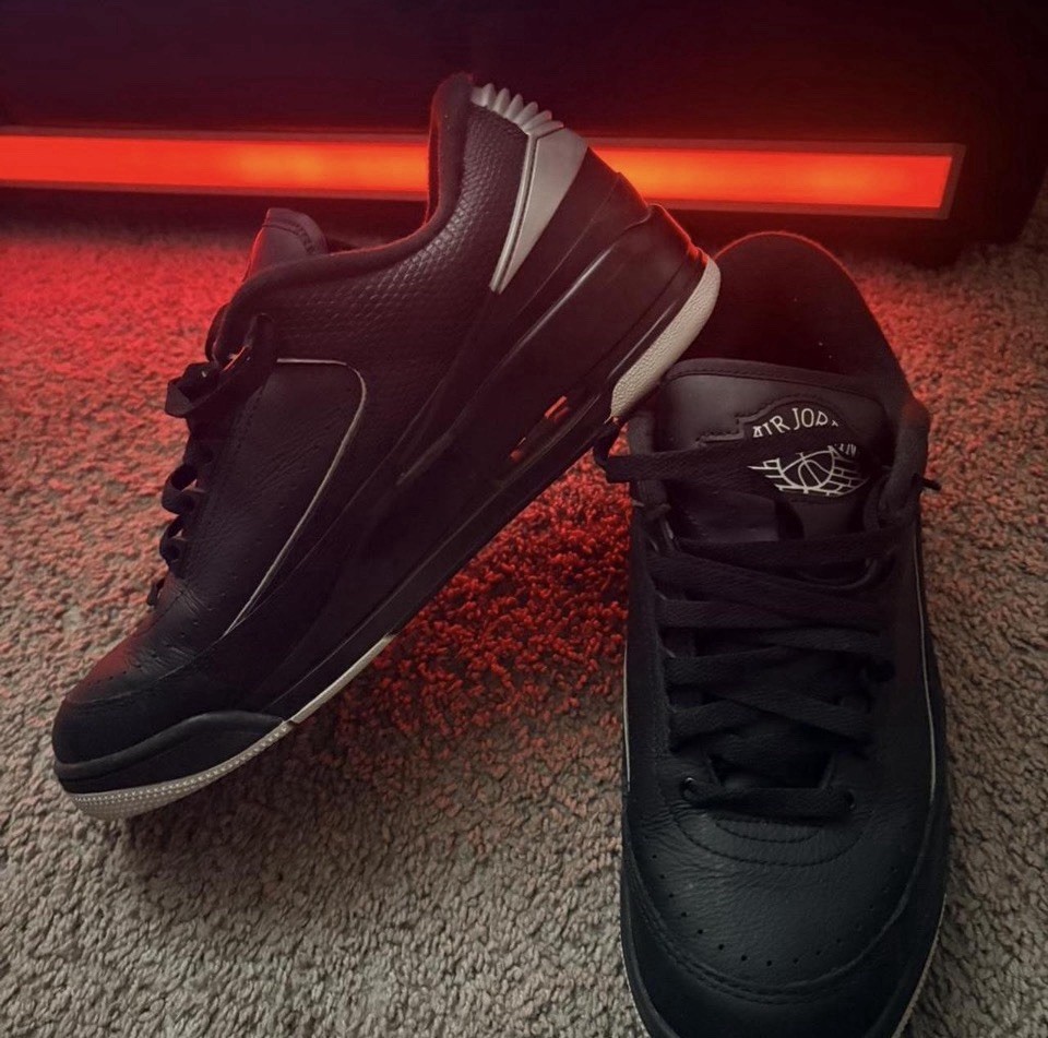 Jordan Air Jordan 2 Black Leather Lace Up Low Top Men's Sneakers