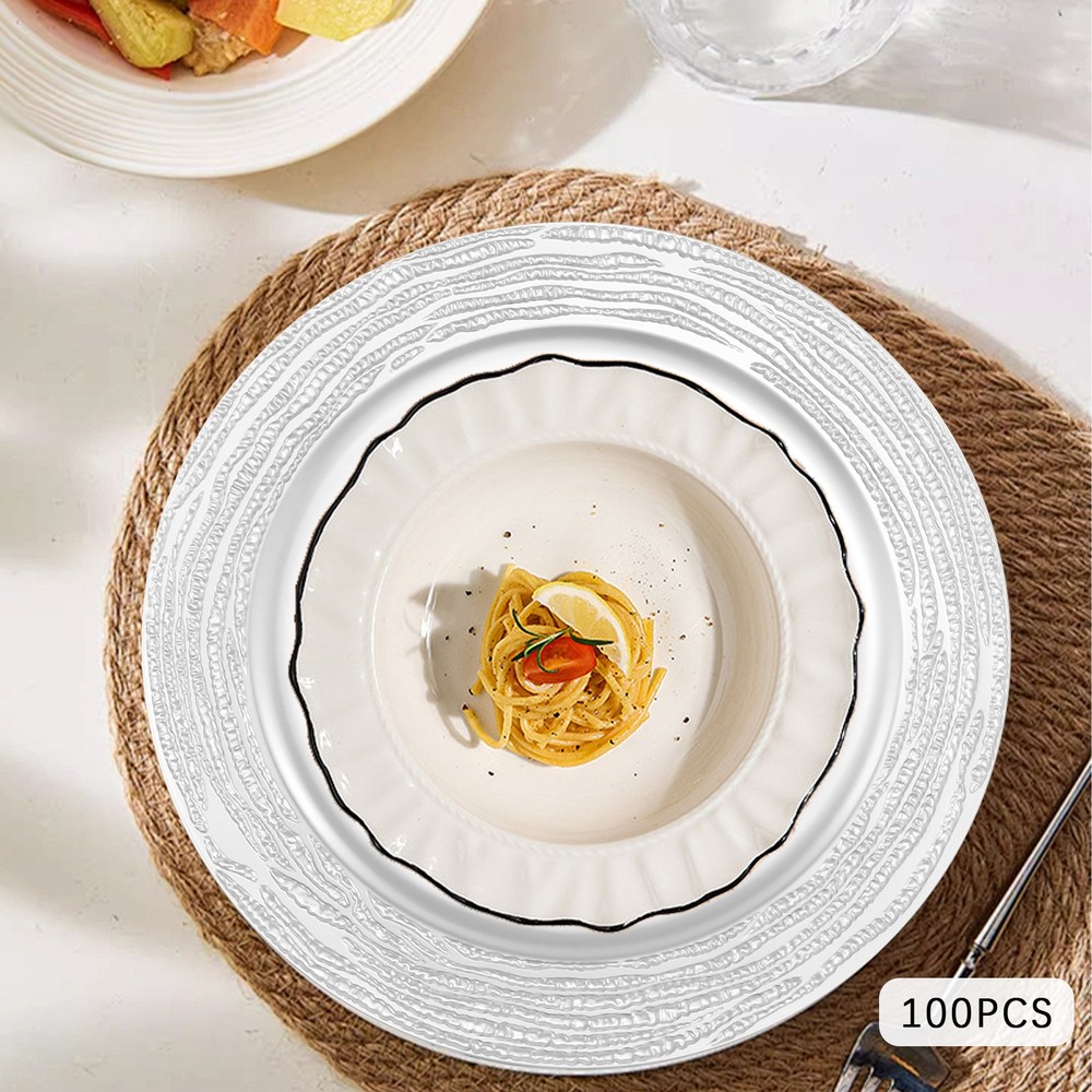 100Pcs Round Charger Plates Dinner Charger Plates For Wedding Table Dinner Party