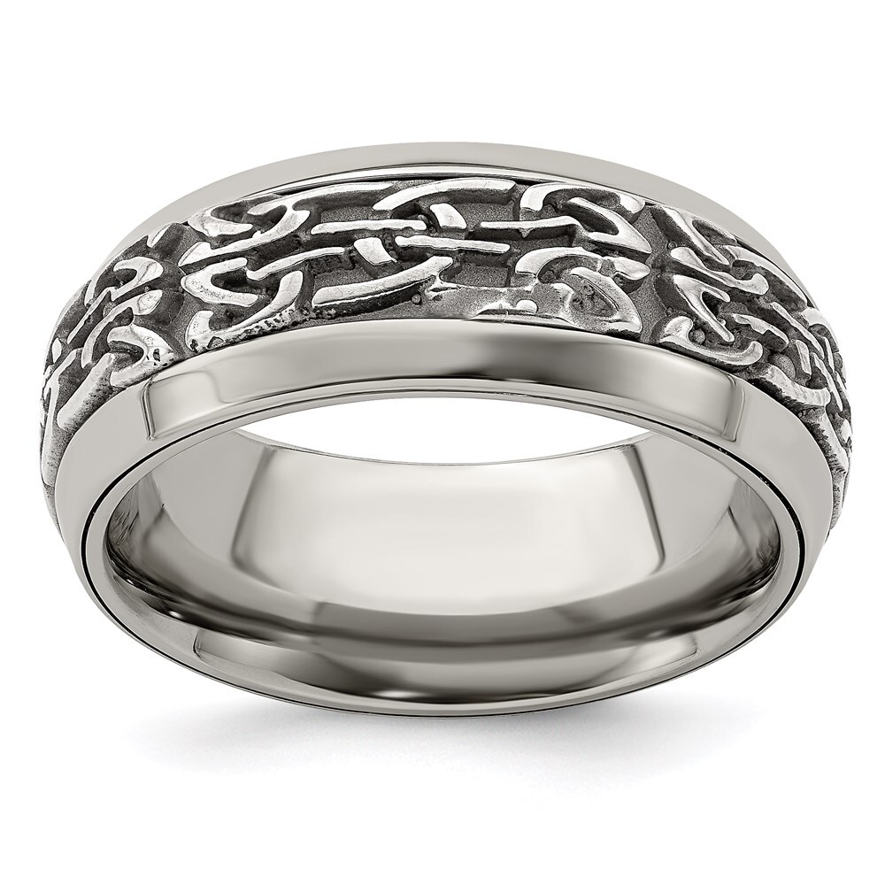 Titanium & Stainless Steel Casted 9mm Band Ring Size 8 for Men 9.47gm