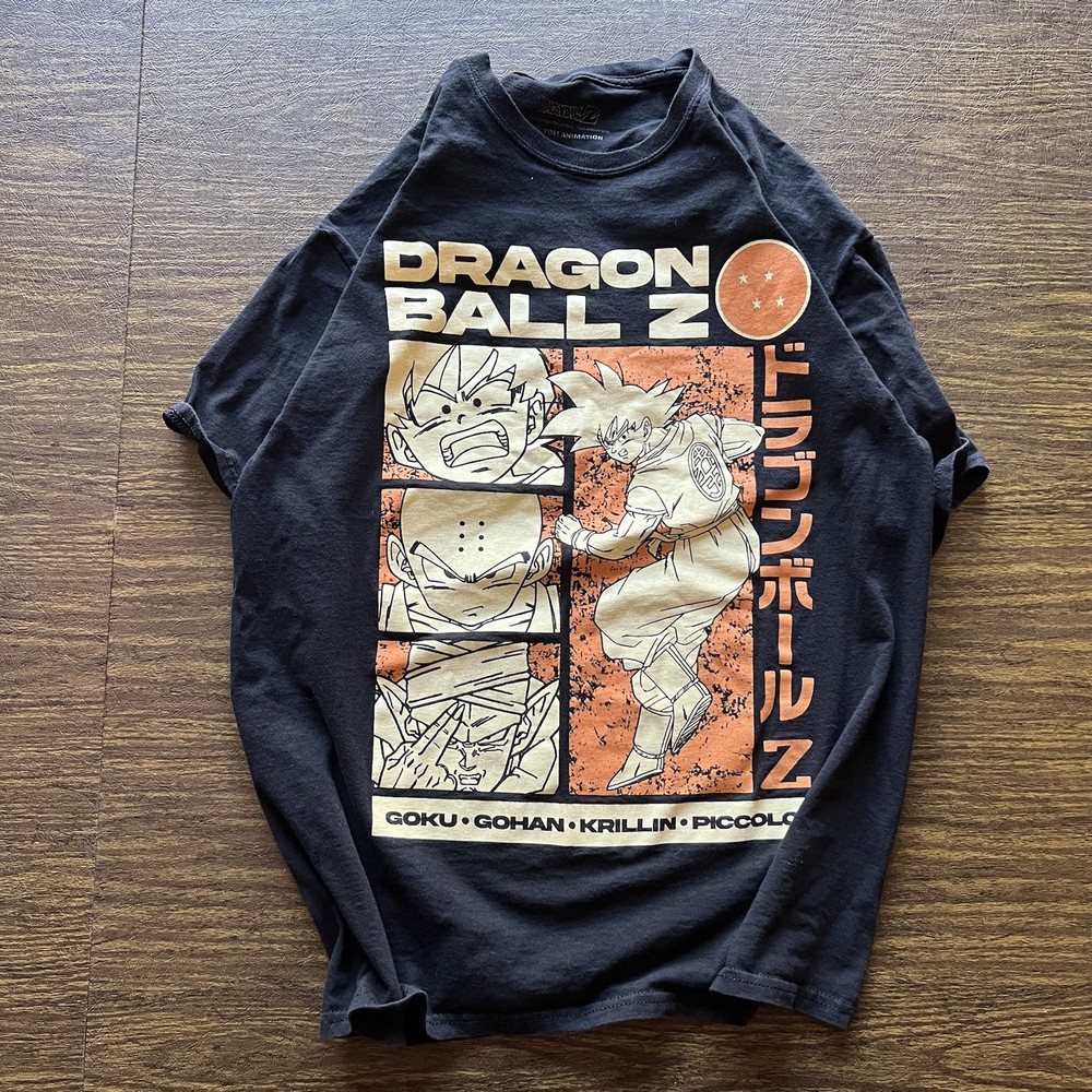 Dragon Ball Z Shirt Mens Large Black Anime Graphic Tee Goku Gohan Piccolo
