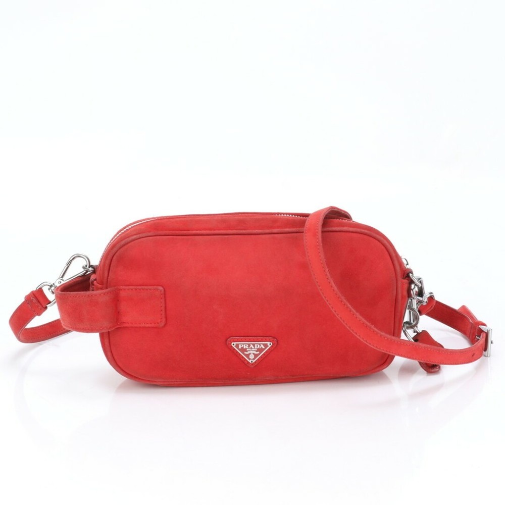RARE Prada Leather Crossbody Bag with Triangle Logo in Excellent Condition