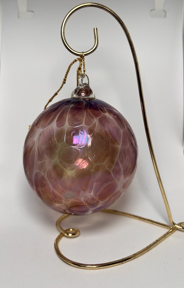Vintage Christmas Ornament  Hand Blown Art Glass Ornament Ball