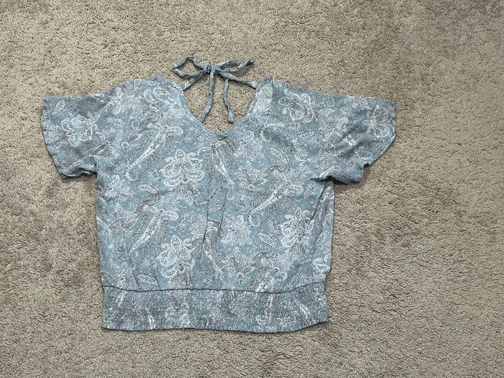 Paper Crane Womens Shirt Size Large Multicolor Paisley Print Elastic Waist